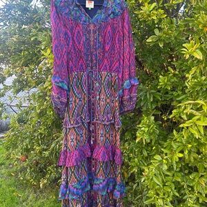 EUC Farm Rio Mixed Tapestry Scarf Maxi Dress Sz M